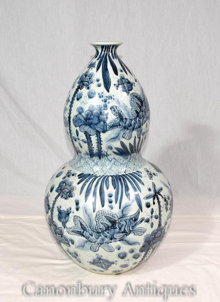 Urne de vase Nanking en porcelaine chinoise bleue et blanche