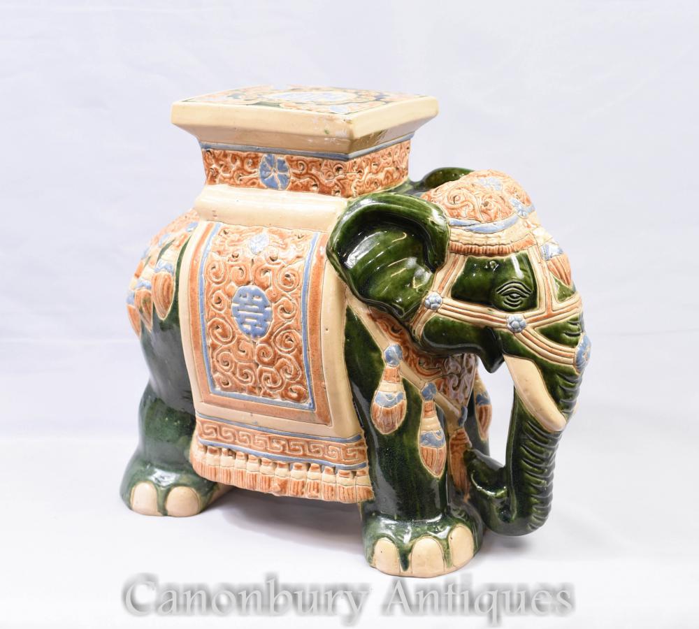 Anglais Majolica Pottery éléphant siège Raj