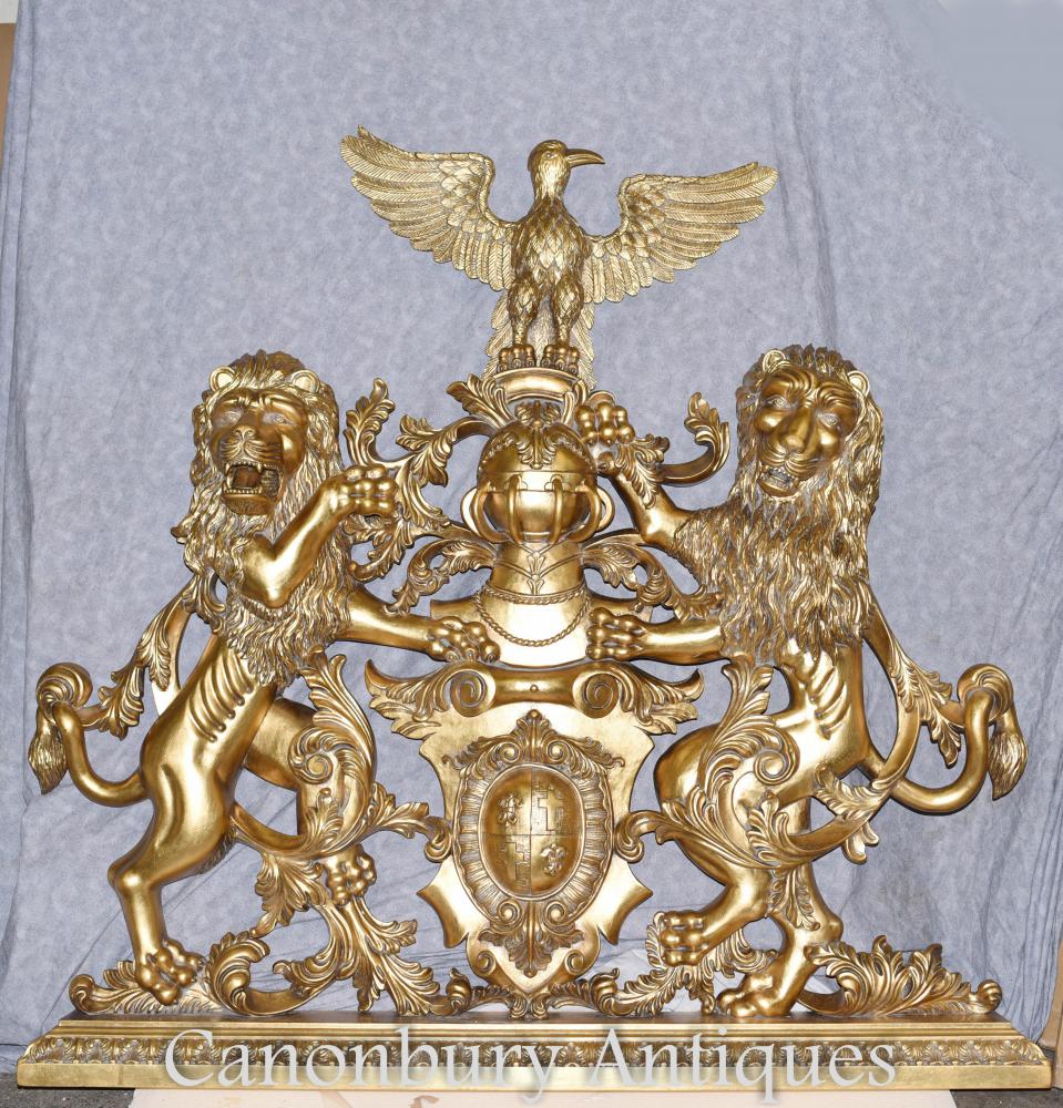 Armoiries dorées Armoiries anglaises Sculptées à la main héraldiques