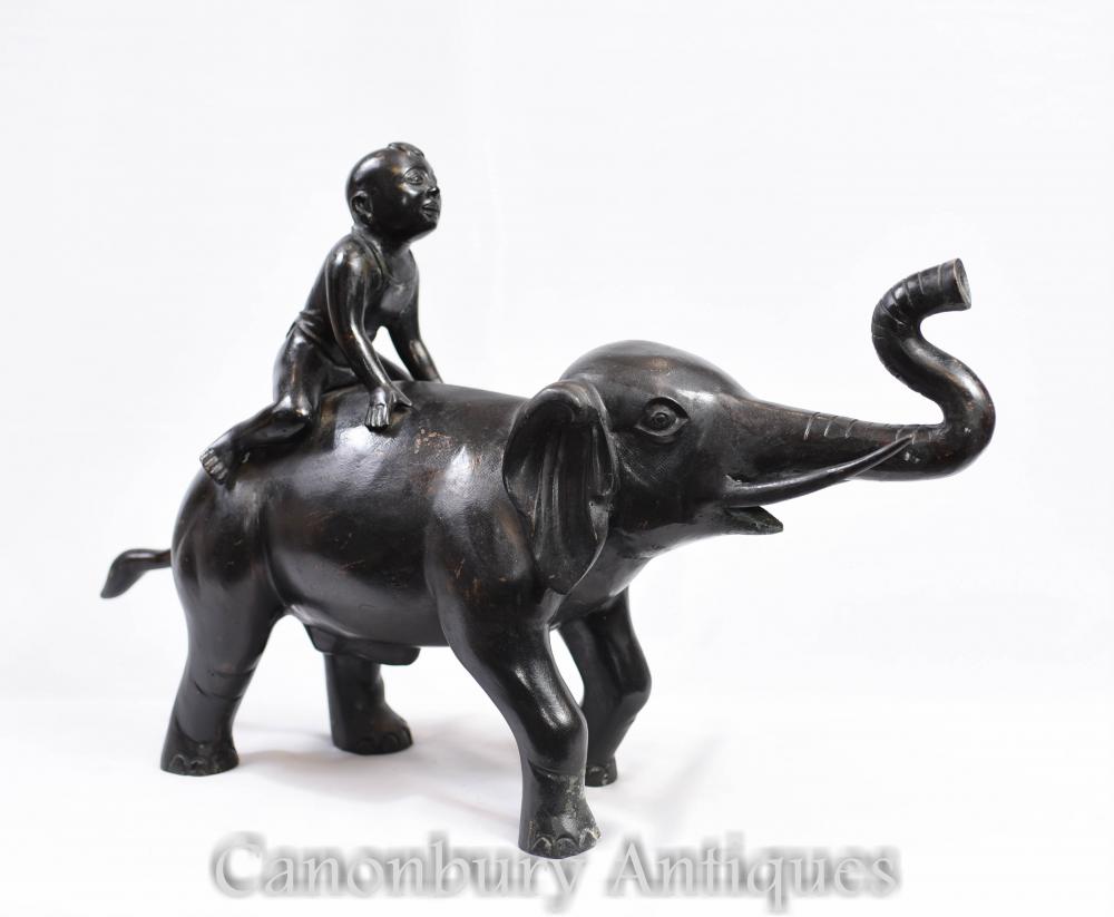 Eléphant et éléphant en bronze