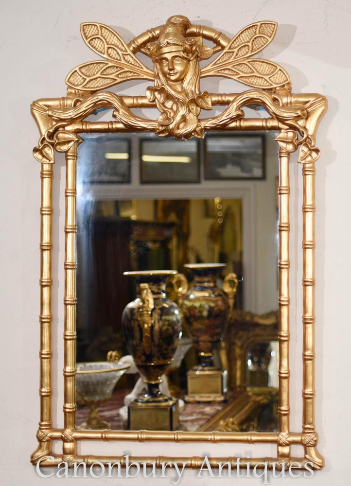 Miroir Art Déco Doré Miroir Libellule