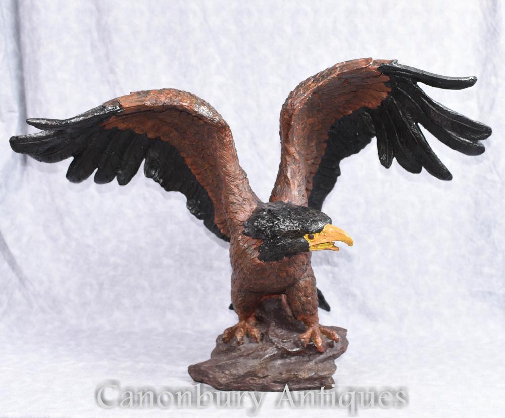 Grande statue d'aigle américain en bronze Golden Eagles