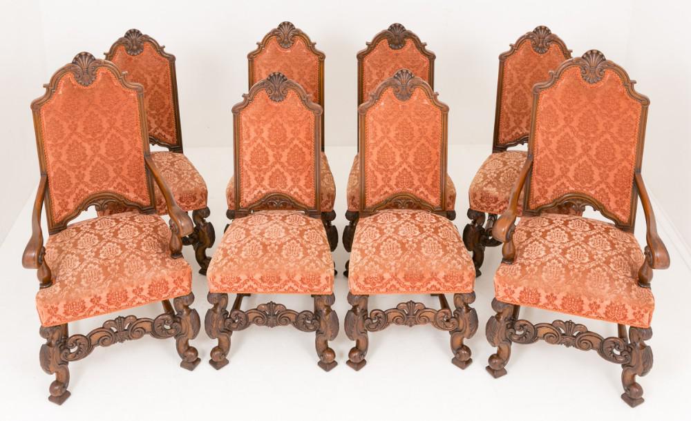 8 chaises de salle à manger victoriennes Carolean Circa 1870