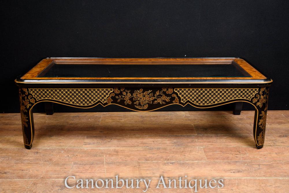 Table basse laquée noire chinoise Amboyer