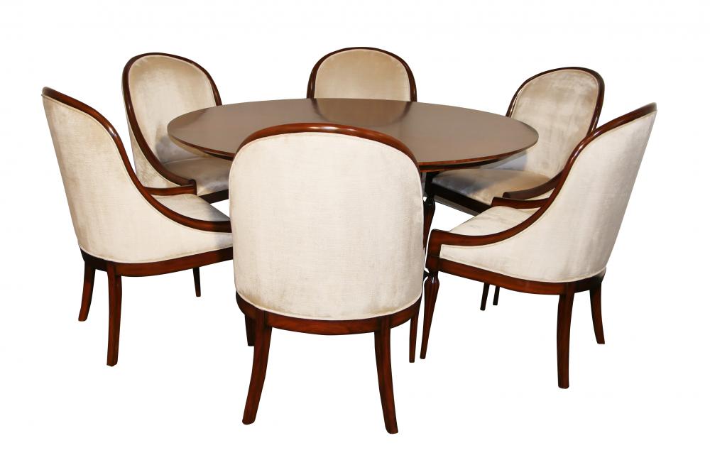 Ensemble de salle à manger Art déco en acajou - Table et six chaises