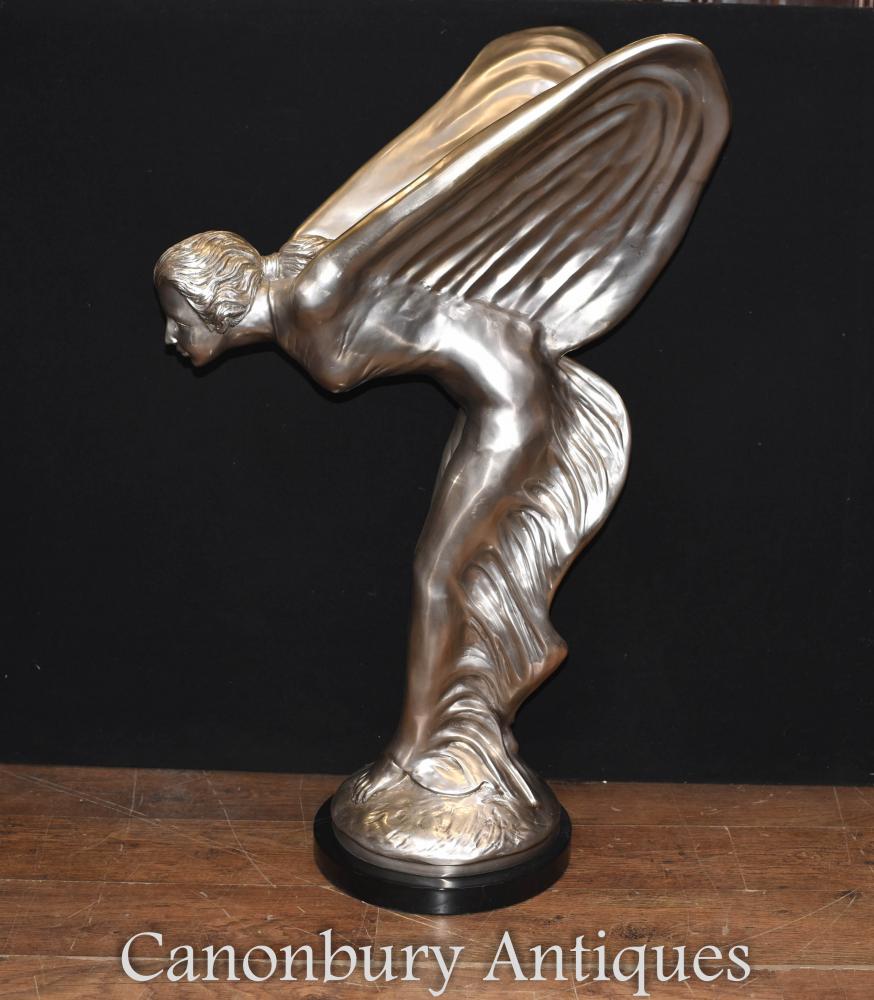 Grande Rolls Royce Bronze - Esprit de l'extase Statue Art Nouveau