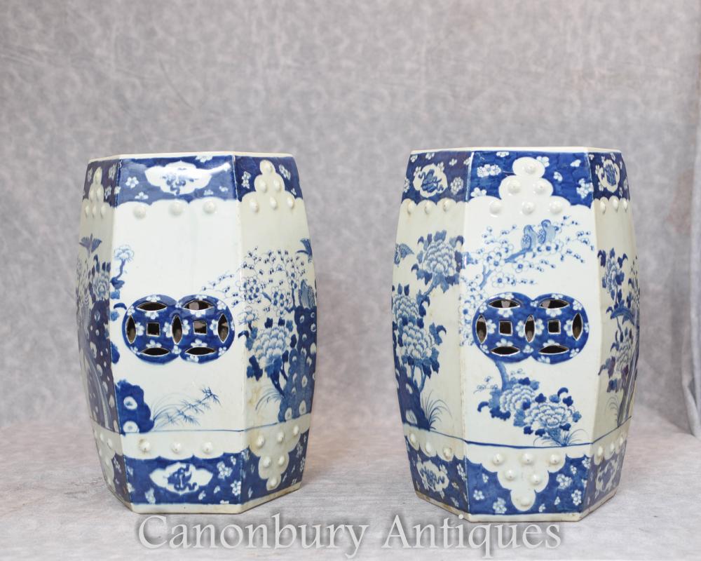 Paire de sièges de jardin chinois en porcelaiPaire de sièges de jardin chinois en porcelaine bleue et blanche Mingne bleue et blanche Ming