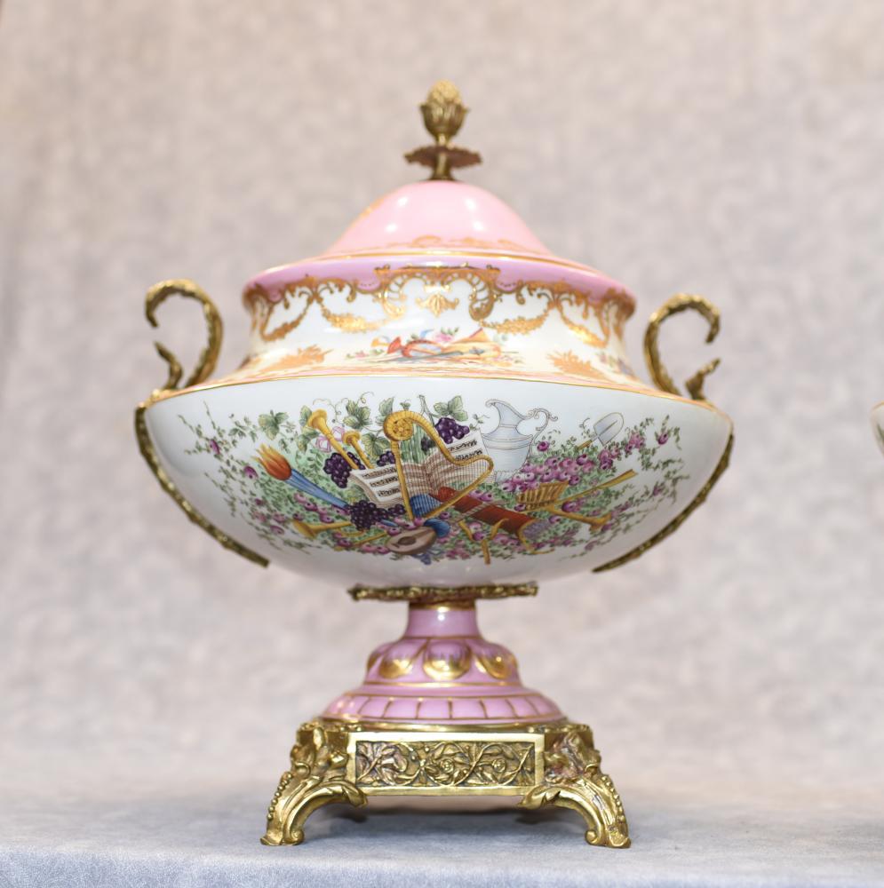 Paire de vases à fleurs en porcelaine de Sèvres