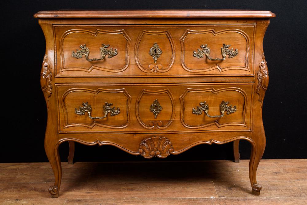 Commode Commode Bombe Française en Bois Fruitier