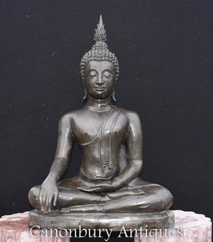 Grand bronze statue de bouddha tibétain méditation pose bouddhisme