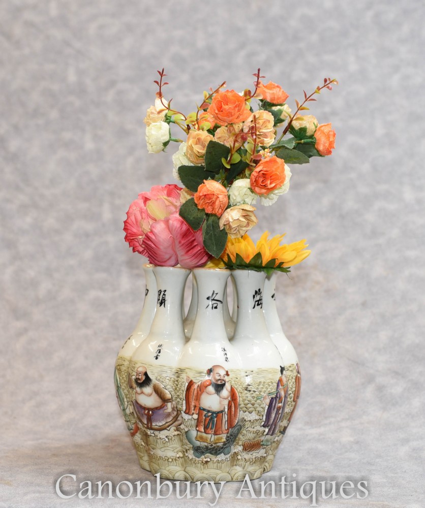 Qianlong chinois porcelaine Crocus Vase Vases Peint À La Main Multi Tige