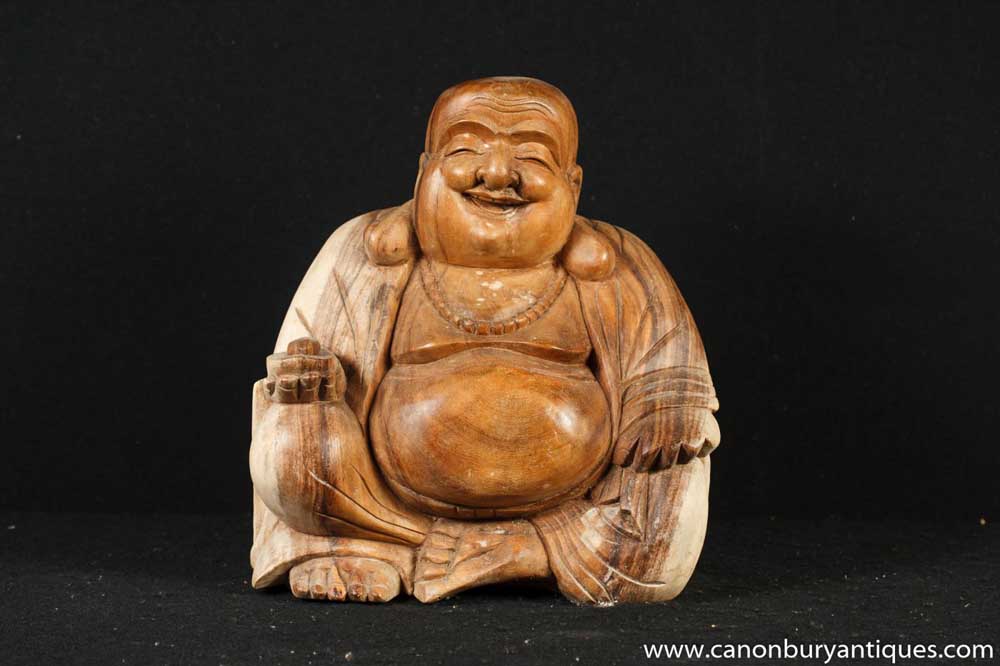 Statue de bouddha de Hotei heureux sculpté à la main bouddhisme bouddhiste