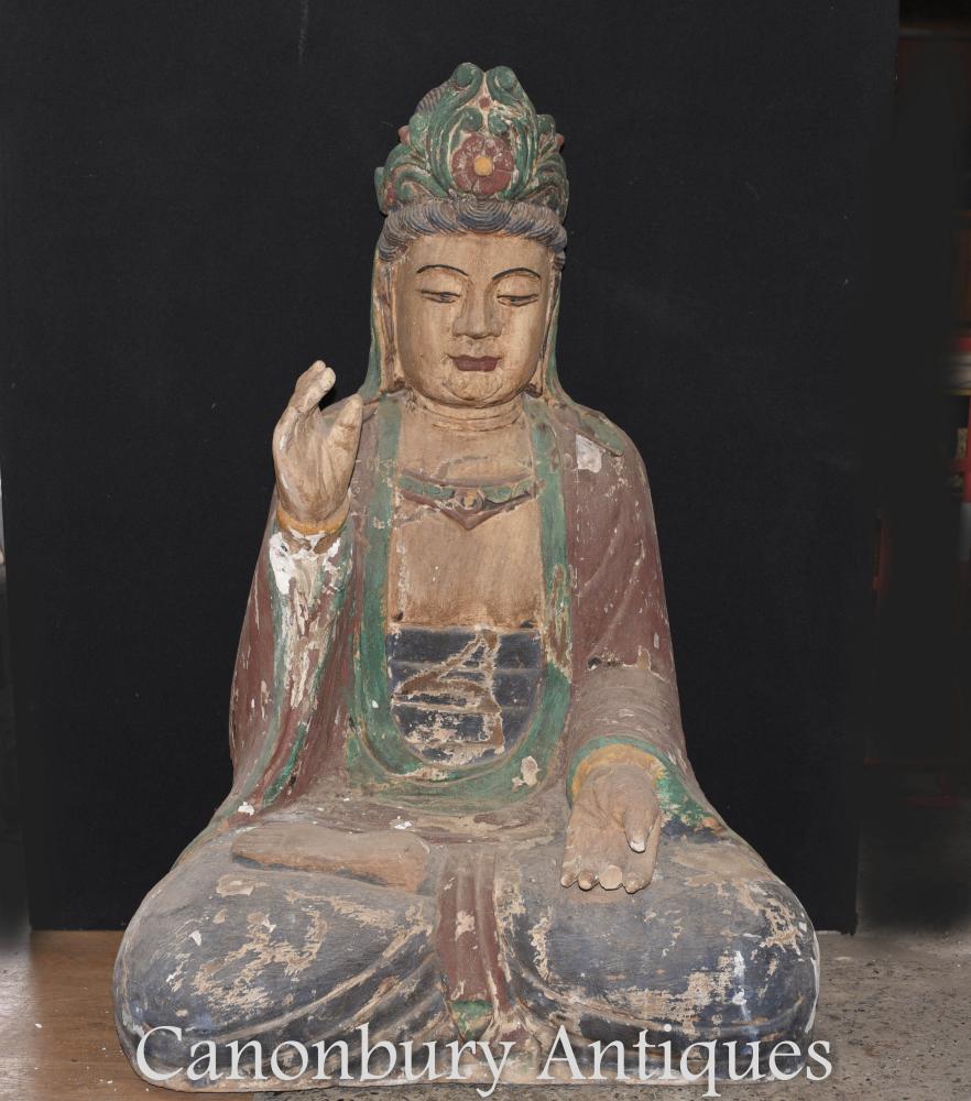 Statue de bouddha tibétain sculptée à la main géante