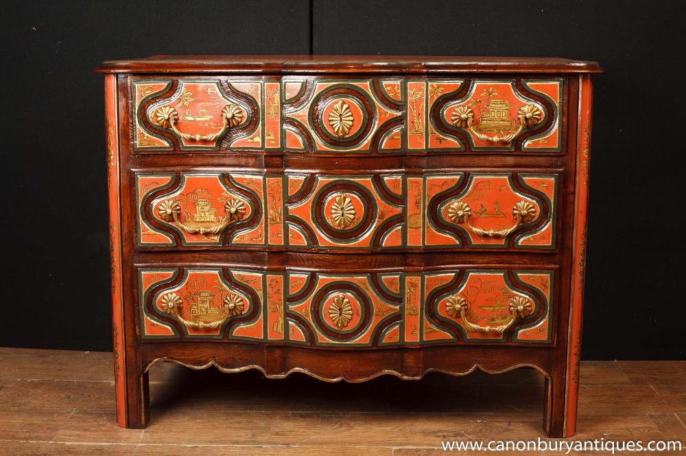 Tiroirs en laque rouge - Commode Chinoise à l'Ancienne Chinoiserie