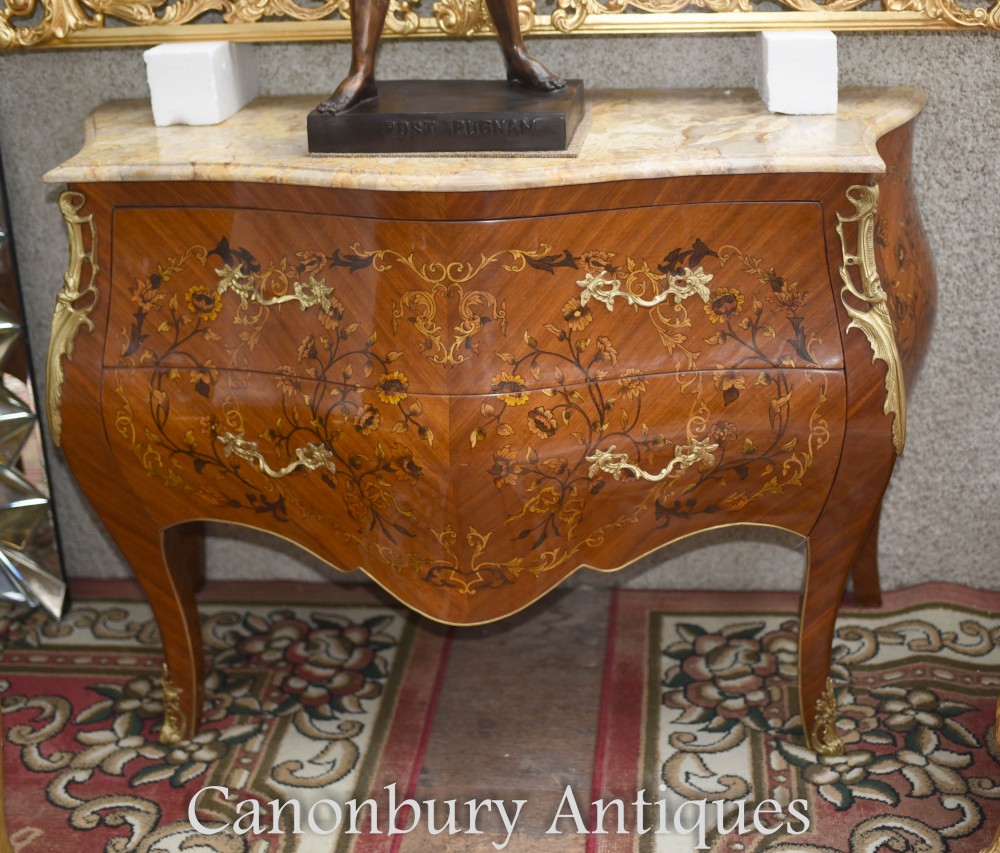 Commode French Bombe - Commode à tiroirs en marqueterie