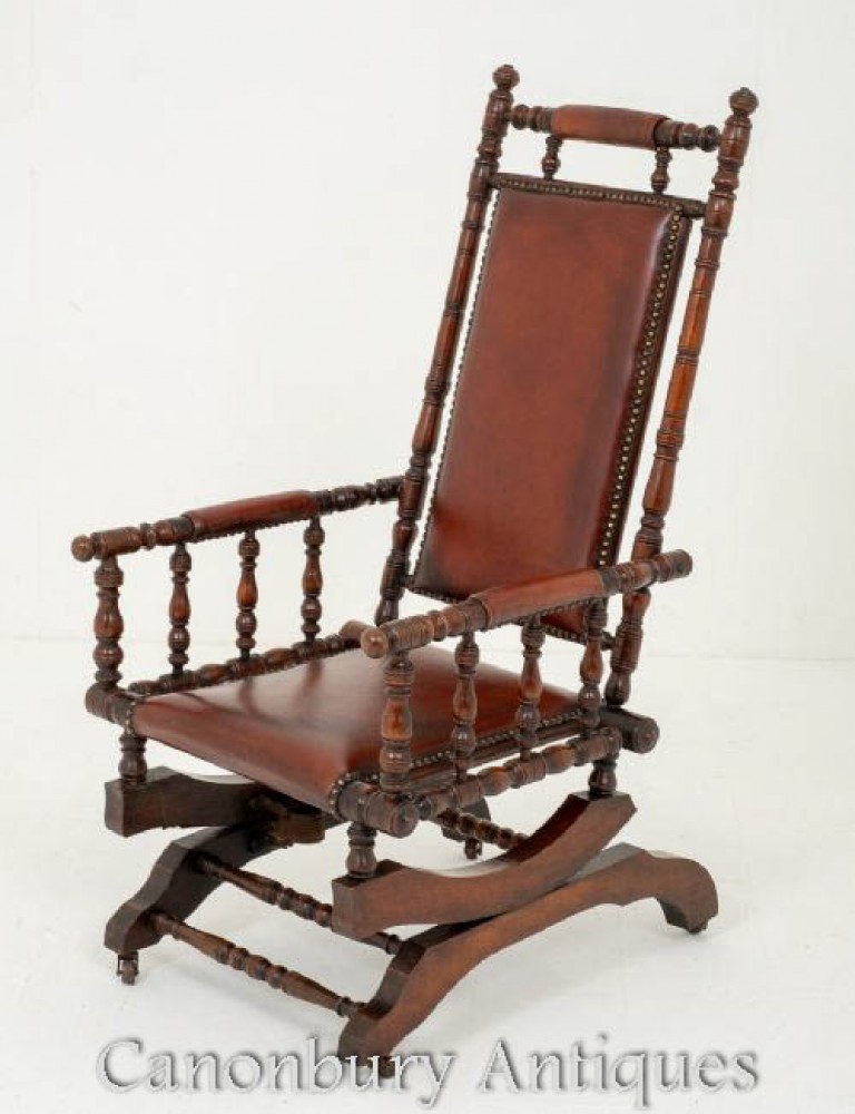 Rocking Chair Antique en Acajou Vers 1880