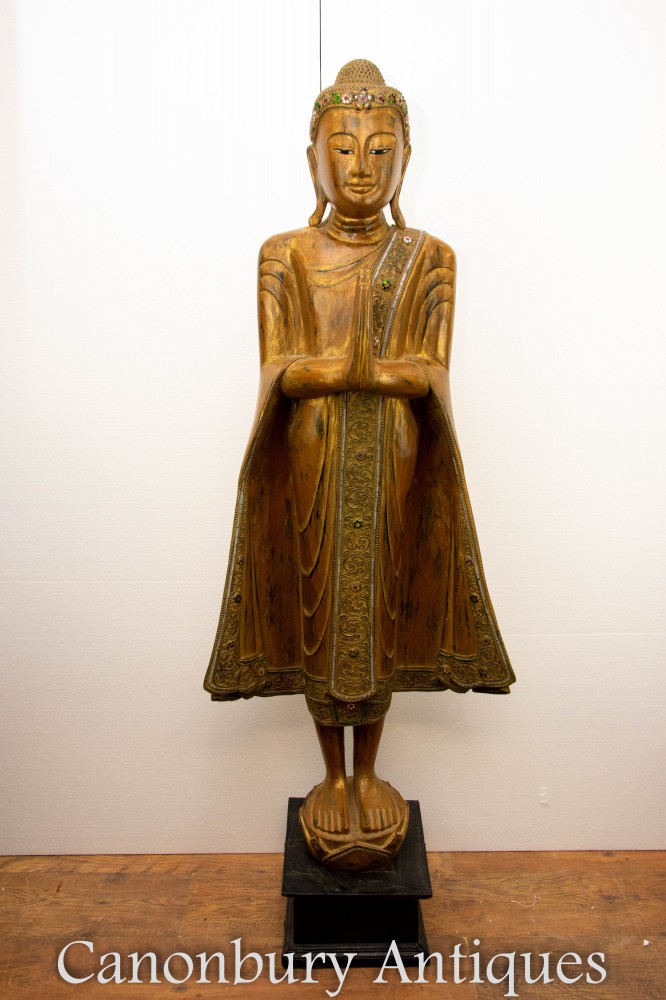 Statue de bouddha tibétain debout - Sculpture de bouddhisme bouddhiste en prière