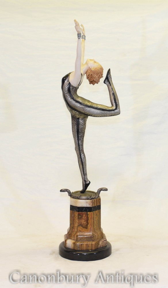 Art Deco Snake Dancer de Poertzl Bronze Ivorine