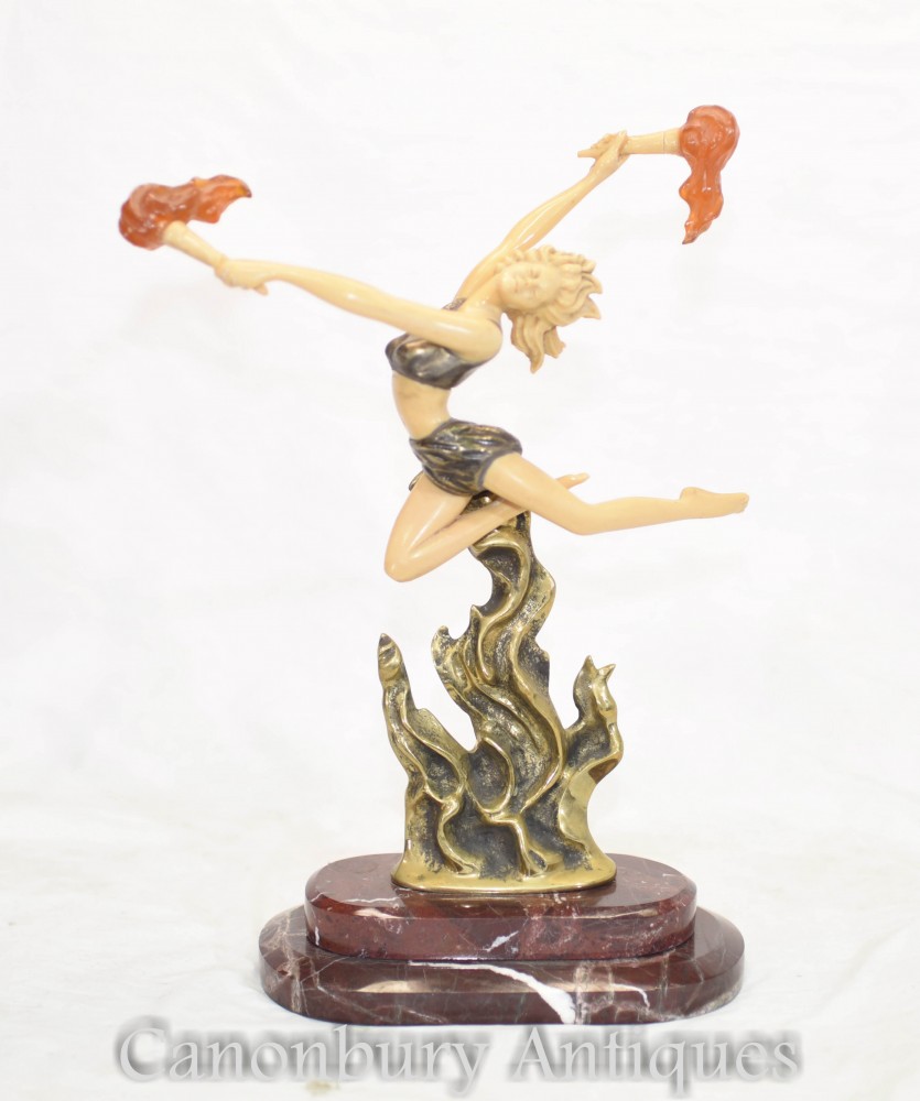 Art Déco StatueArt Déco Statue de F Preiss Figurine Danseuse Flamme Leaper