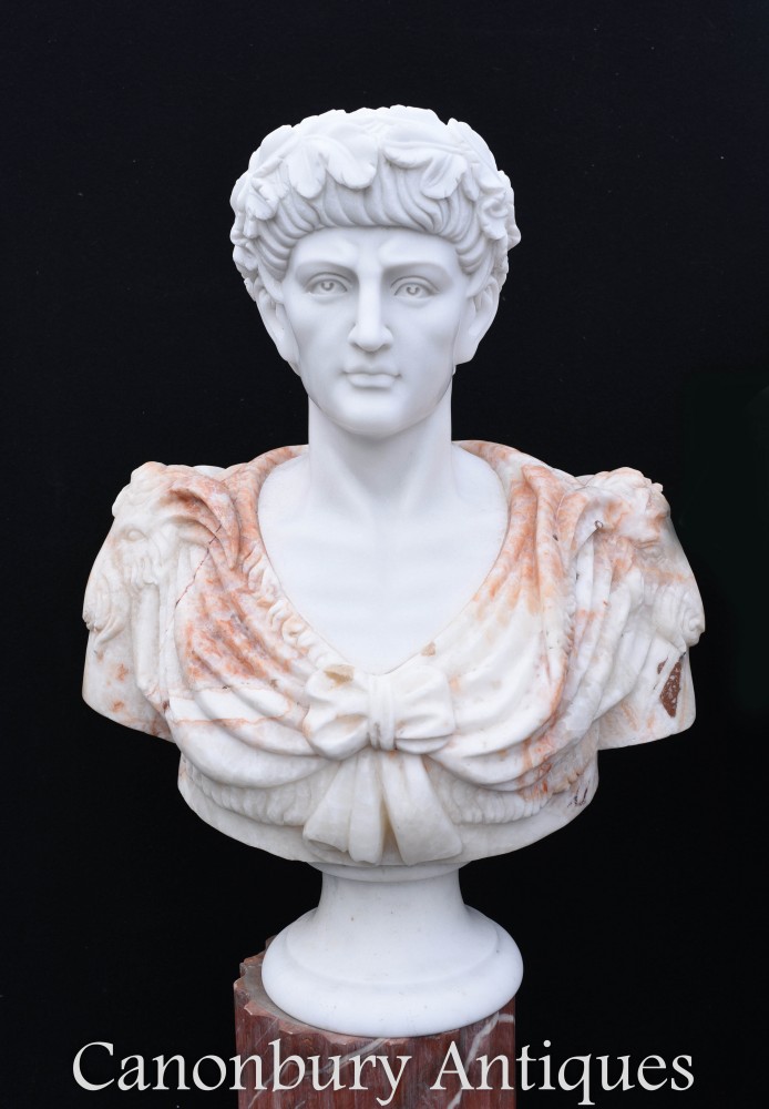 Buste en marbre Jules César empereur romain sculpté