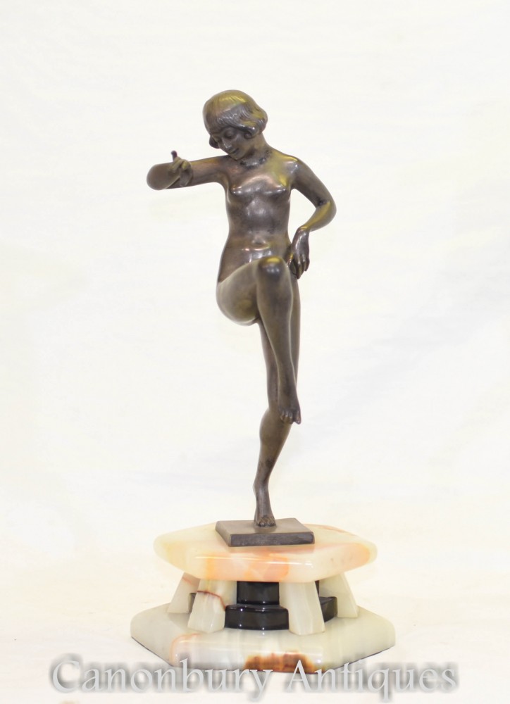 Danseuse Art Déco Jazz Age Antique - Figurine en étain Nude