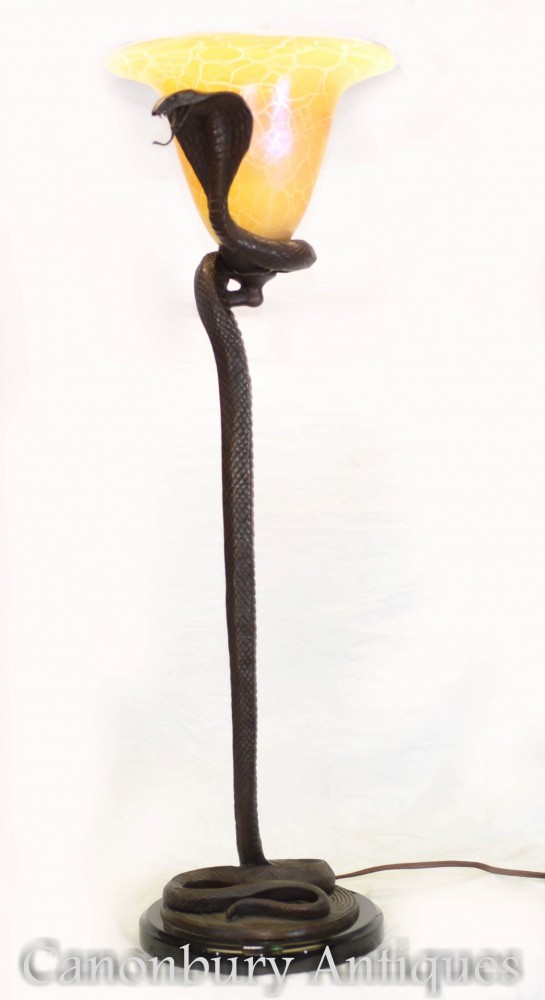 Edgar Brandt Lampe de table Snake - Abat-jour Bronze Tiffany