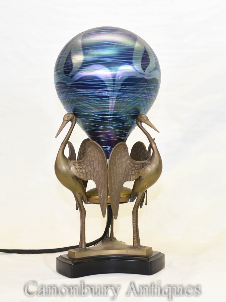 Lampe Art Nouveau Swan - Lampe De Table En Métal