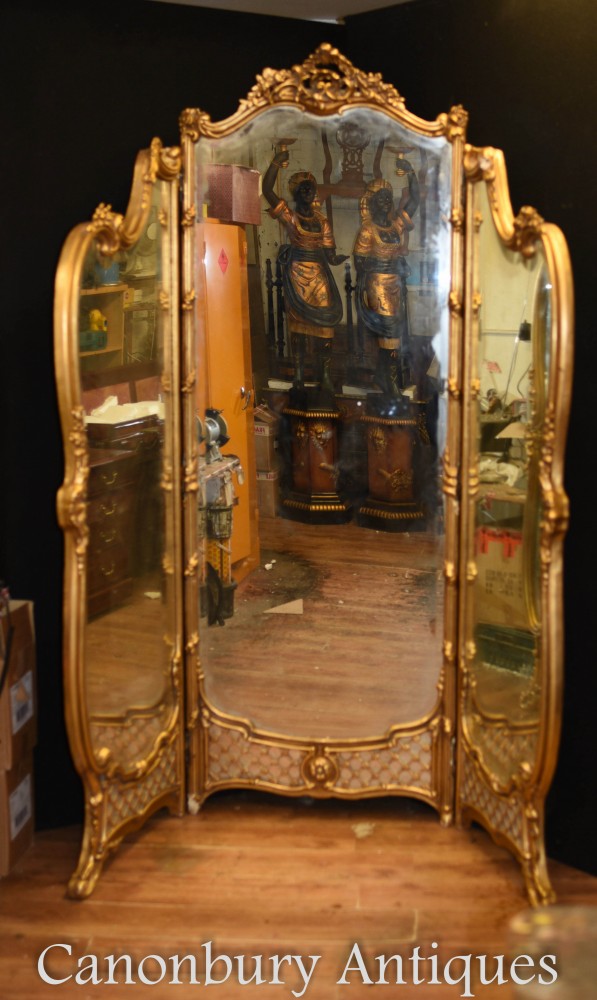 Miroir Français à Plis Dorés d'époque Louis XVI