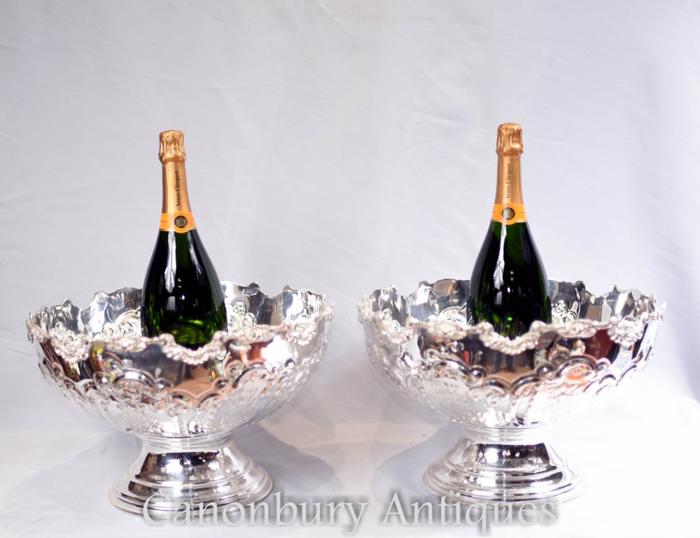 Pochettes à assiettes en argent à motif Sheffield - Refroidisseurs de vin à Champagne