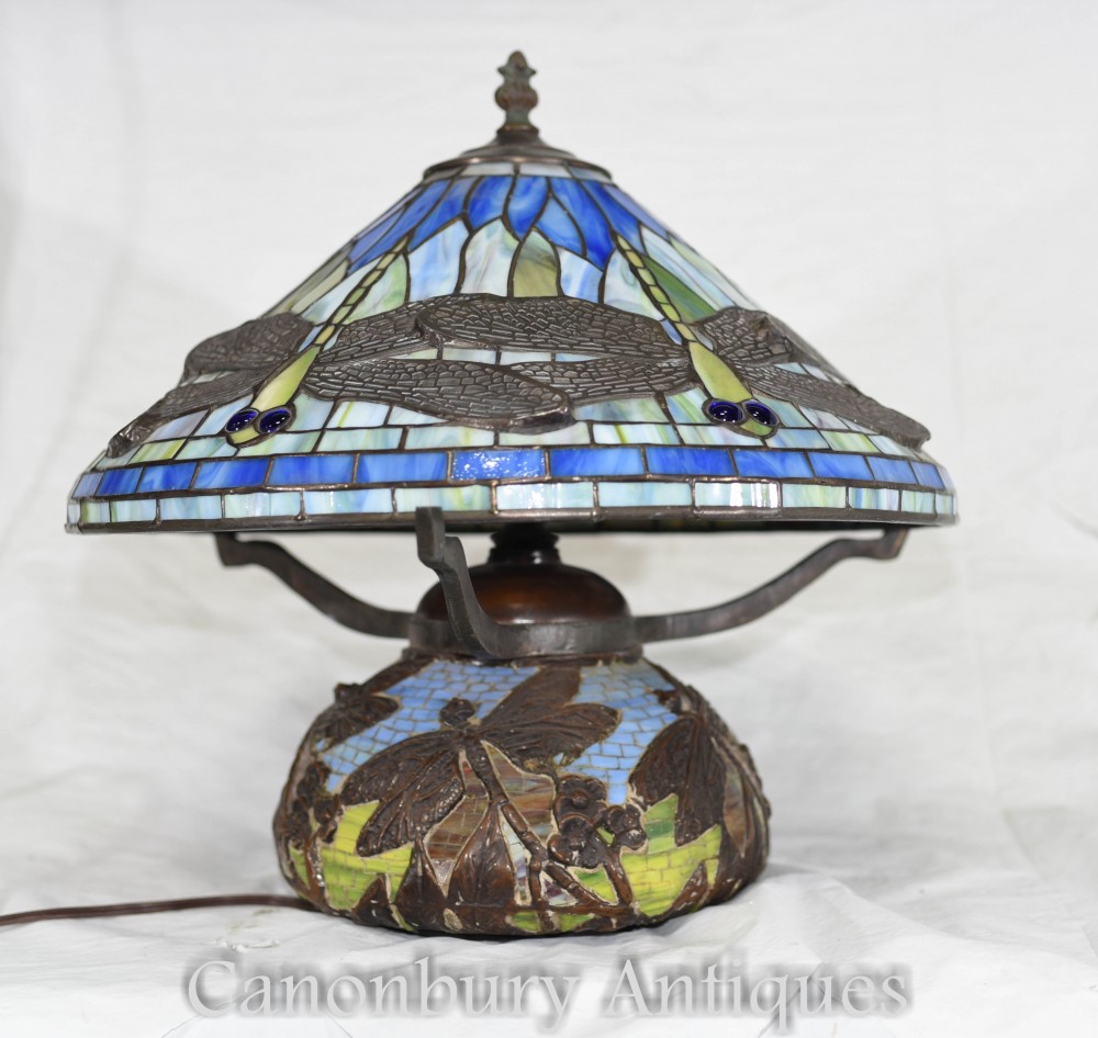 Lampe de table Art Nouveau Tiffany - Abat-Jour Libellule