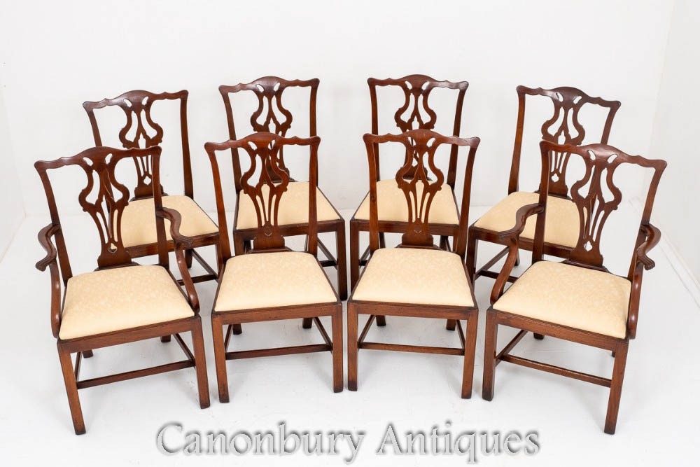 Set de Chaises de Salle à Manger Chippendale en Acajou Antique