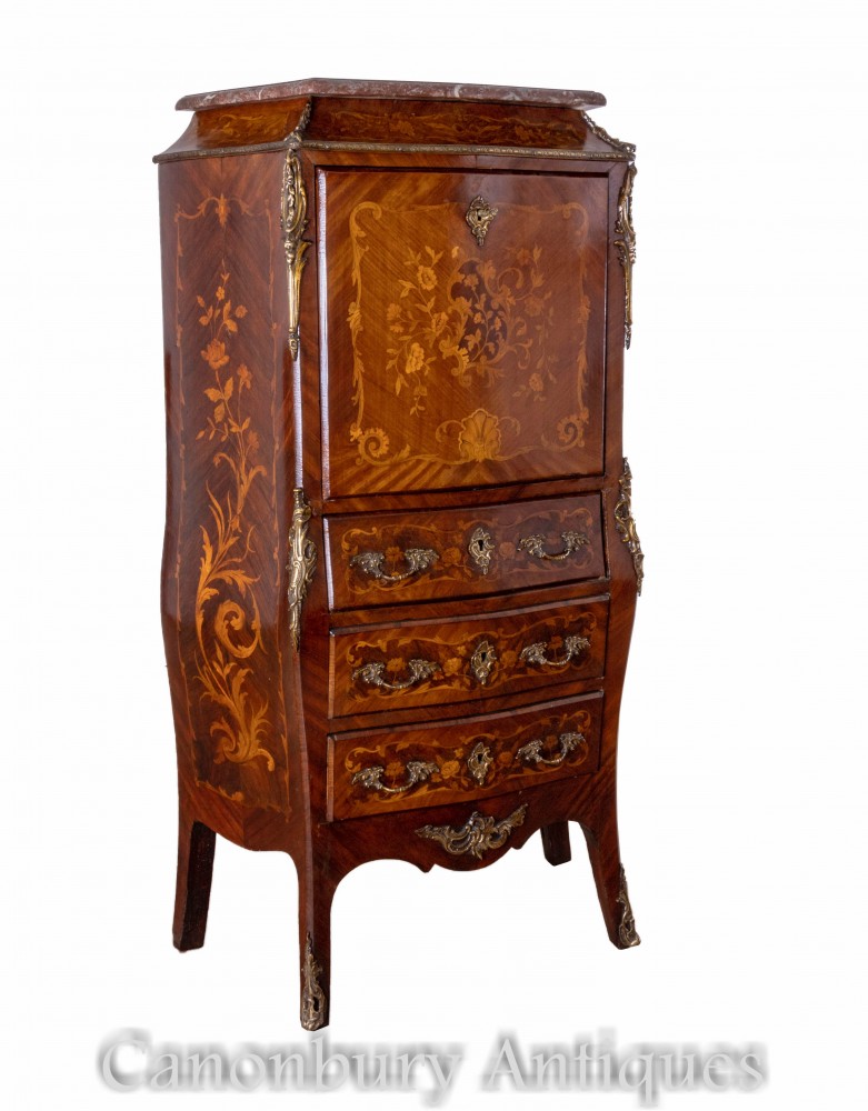 Bureau Empire Escritoire - Commode Antique Inlay 1880