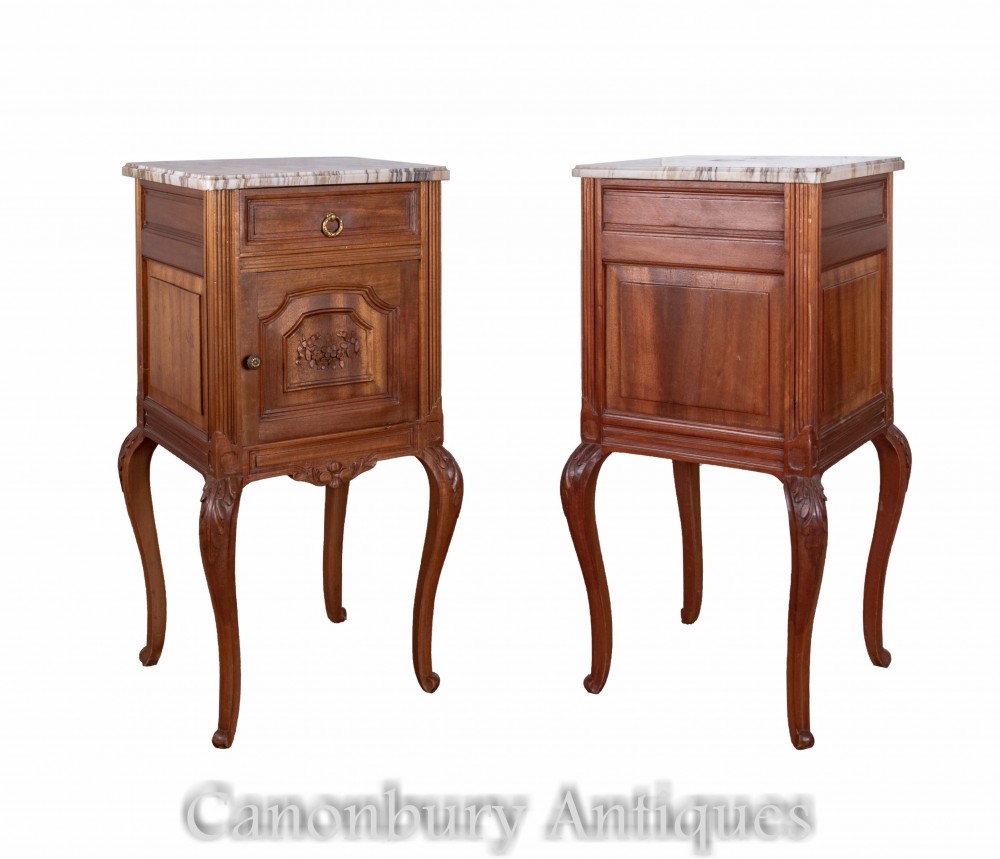 Paire de chevets français - Tables de chevet antiques vers 1890