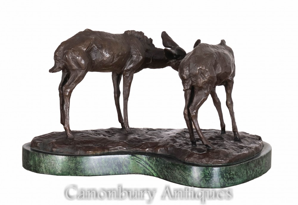 Paire de statues de cerf en bronze - Castings d'animaux de biche cerf