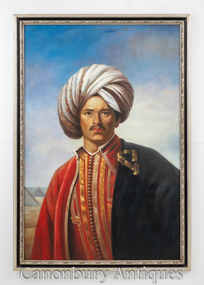 Peinture à l'huile victorienne Portrait de Sultan - peinture masculine Arabie