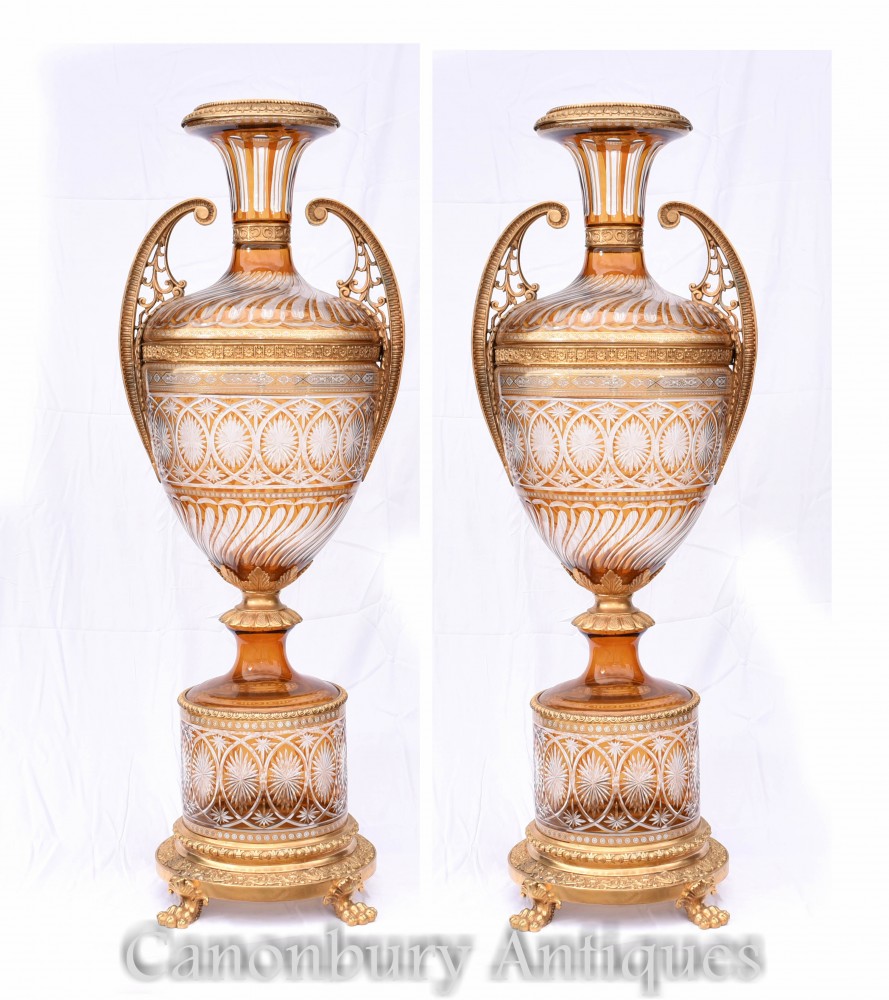 Grand Empire Urnes Amphores En Verre - Vases 4ft 125 CM