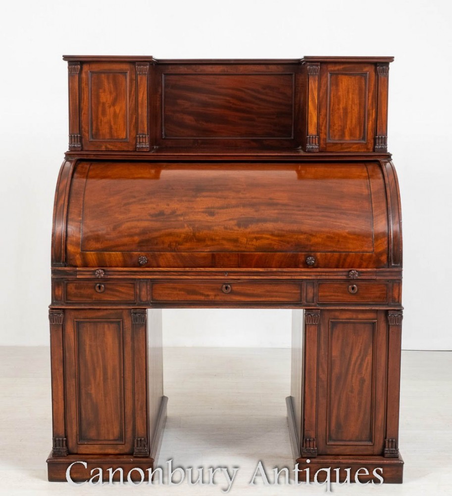 Bureau Cylindre William IV - Antique Roll Top Acajou