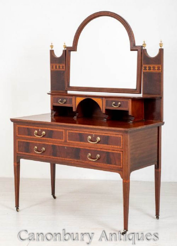 Bureau de bureau Sheraton Revival - Meubles anciens en acajou 1890