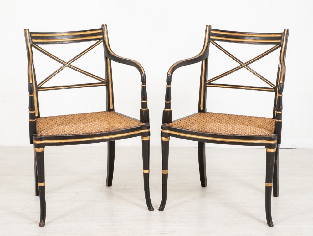 Fauteuils Regency - Intérieurs Anciens Dorés Ebène 1900