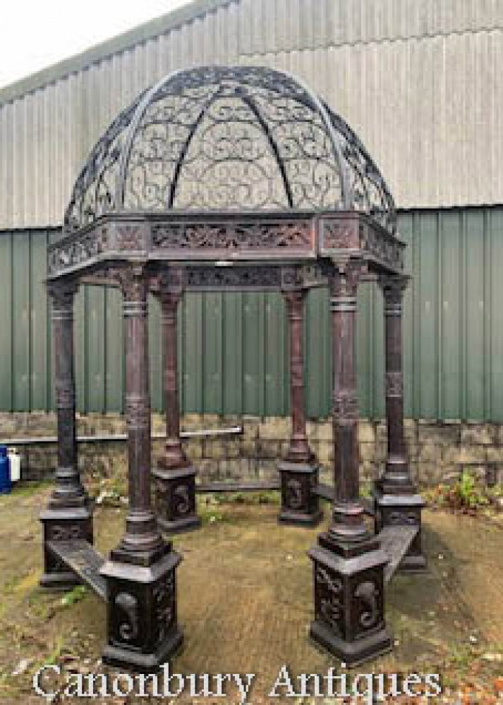 Gazebo en fonte - Auvent de jardin victorien architectural