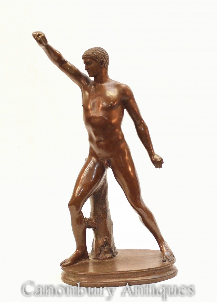 Statue d'athlète romain en bronze classique - Figurine nue Grand Tour