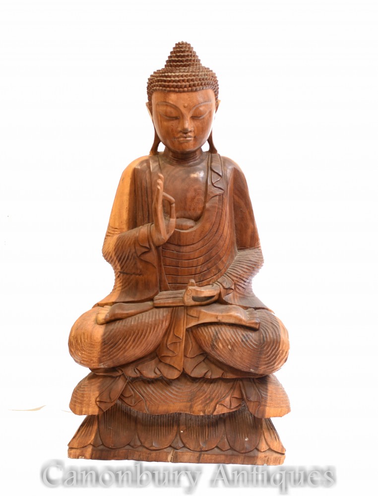 Statue de Bouddha tibétain sculpté - Bouddhisme Lotus Pose Art