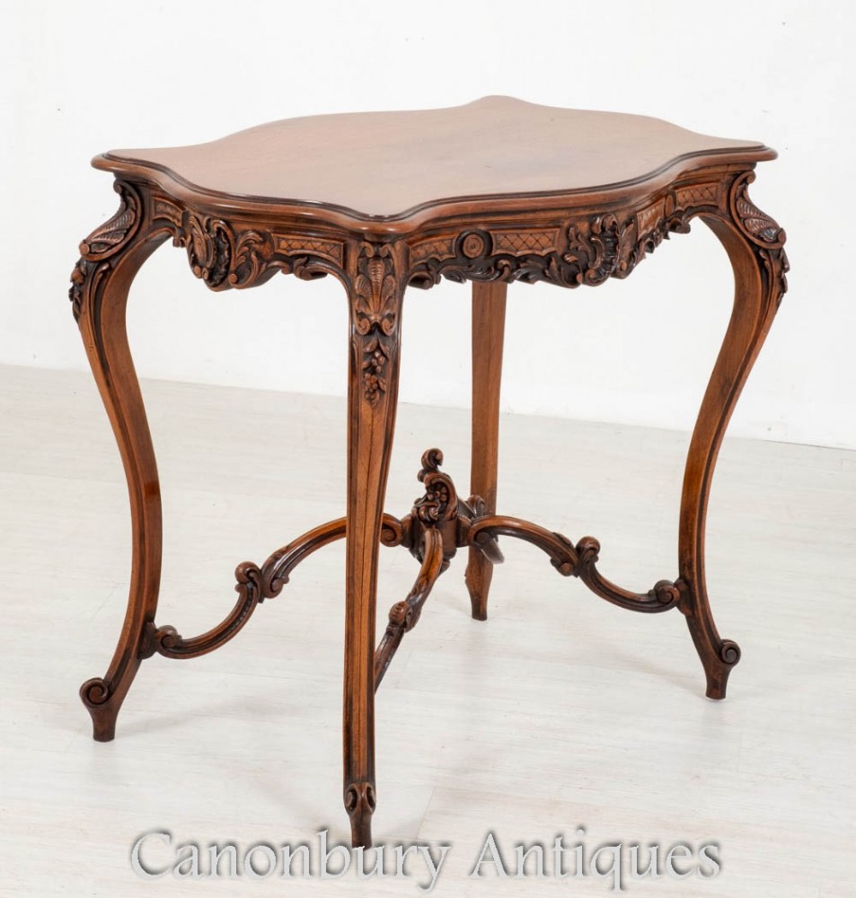 Table d'appoint française sculptée - Tables d'appoint en noyer antique 1880