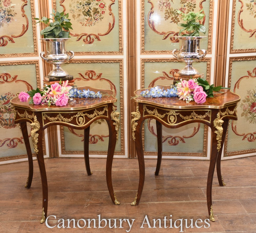 Tables d'appoint Louis XV - Table d'appoint française en marqueterie