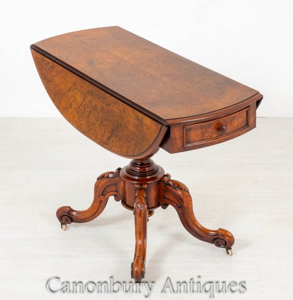 Table Victorienne Pembroke - Ronce de Noyer 1870