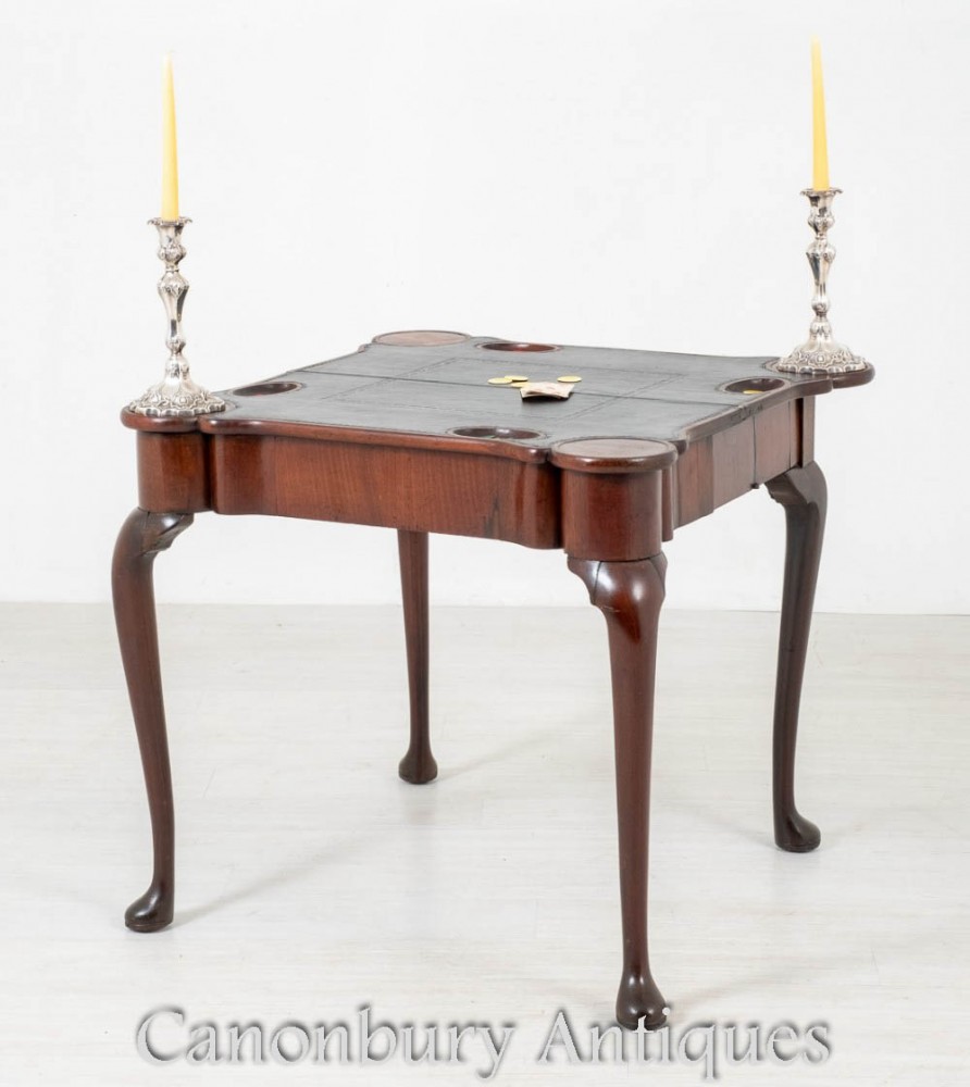 Table à cartes géorgienne - Tables de jeux en acajou antique