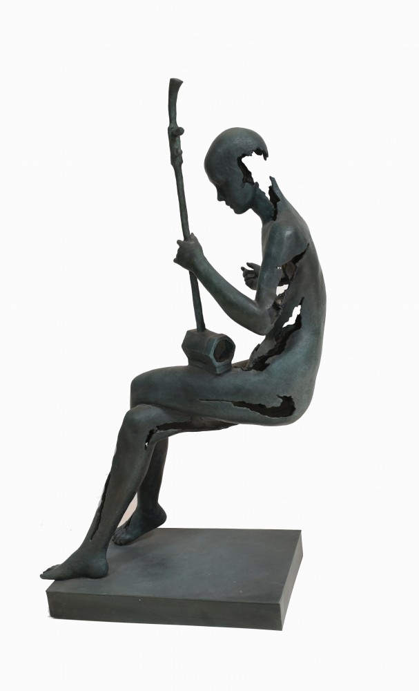 Art Abstrait Statue Femme Musicien Sculpture Bronze