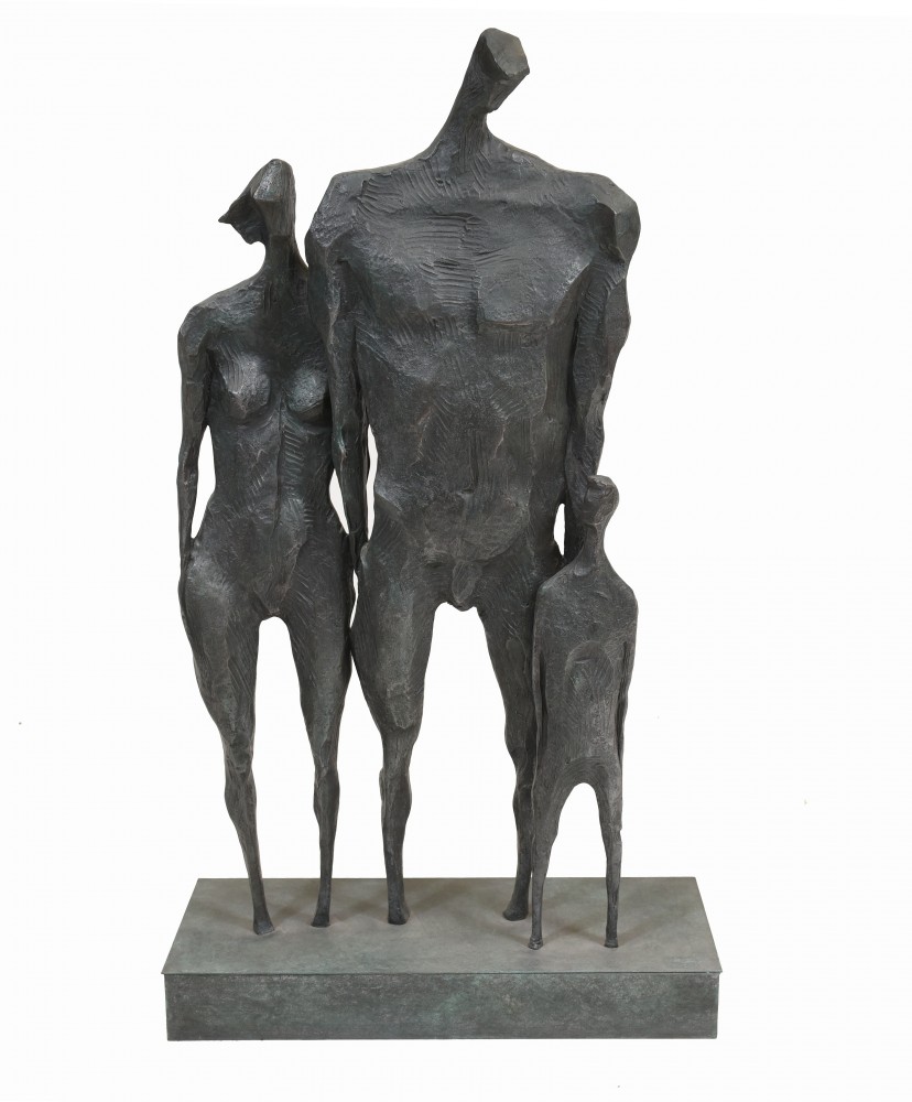 Bronze Famille Figurine Moderniste Art Abstrait Statue Giacometti