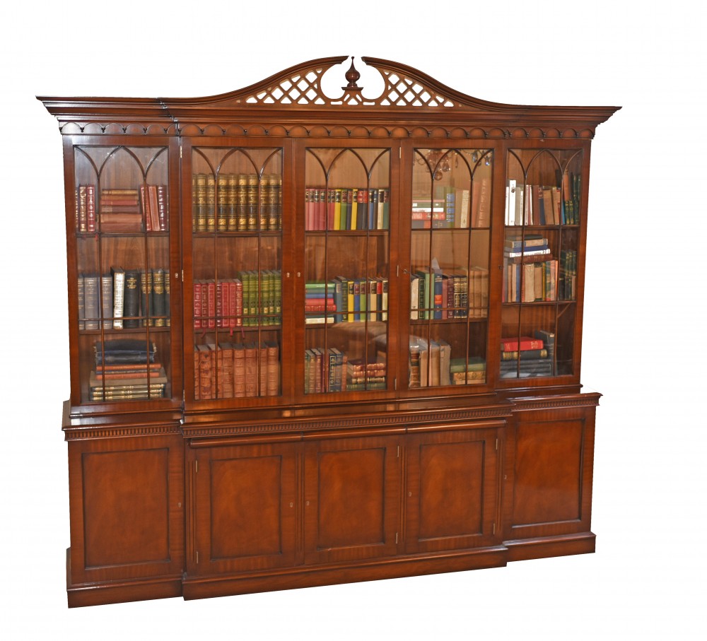 Regency Breakfront Bibliothèque Bureau Secretaire Acajou