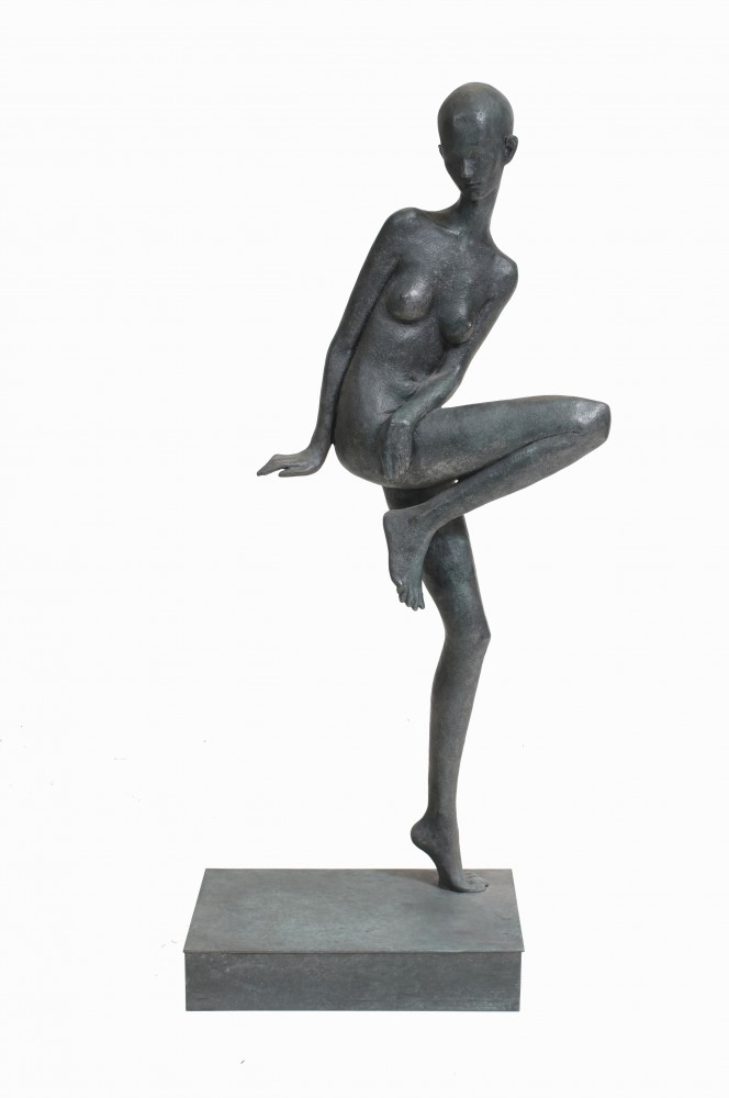 Statue d'art abstrait moderniste en bronze italien